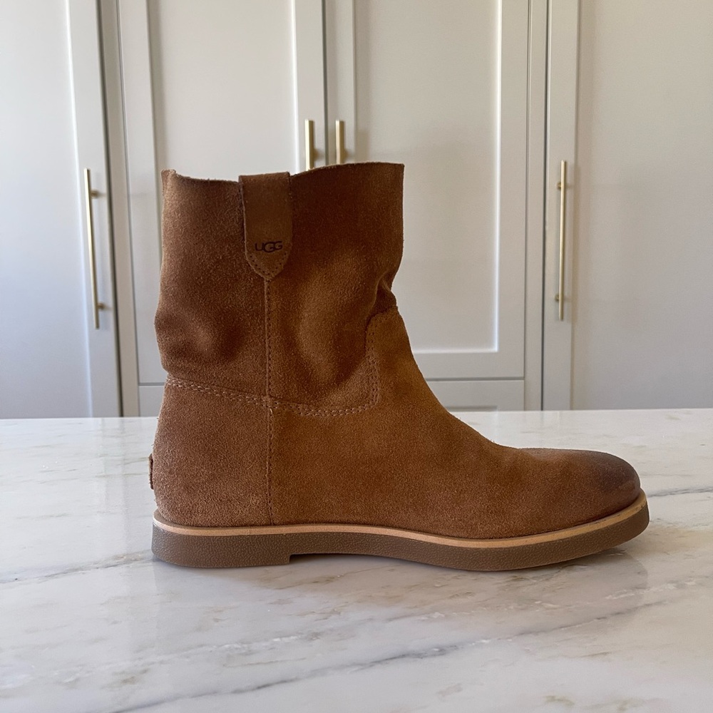 UGG Slouch Short Boots Booties, Sold Out!, Chestnut Suede Leather, Like New - Picture 5 of 15
